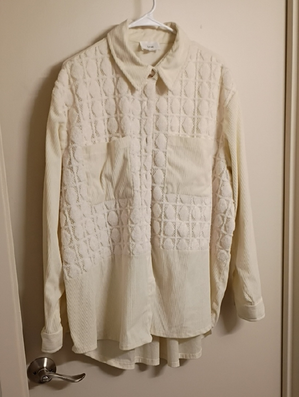 NWOT Cream Textured Corduroy Shacket